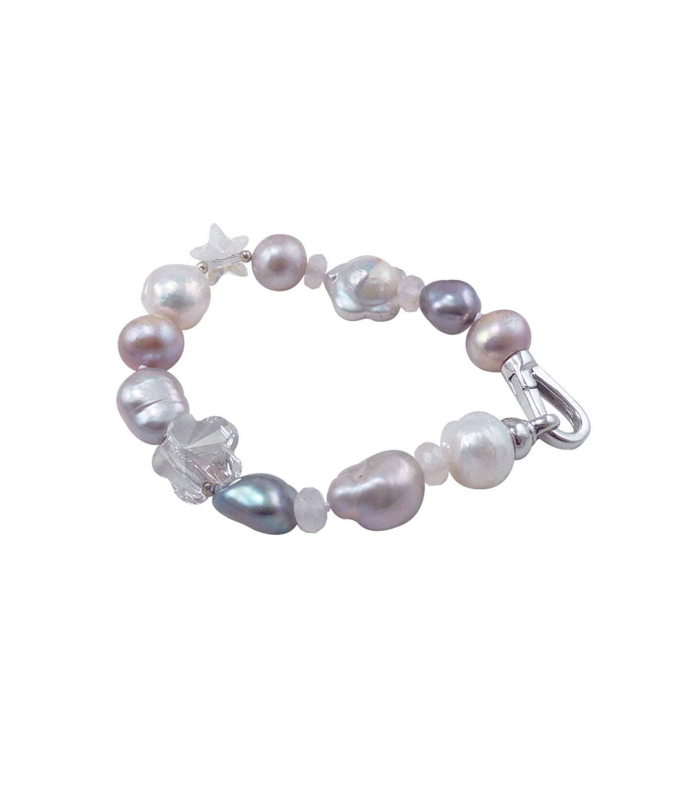 Modern pearl bracelet with pink quartz is a wonderful fashion accessory. Real pearl jewelry for everyday wear