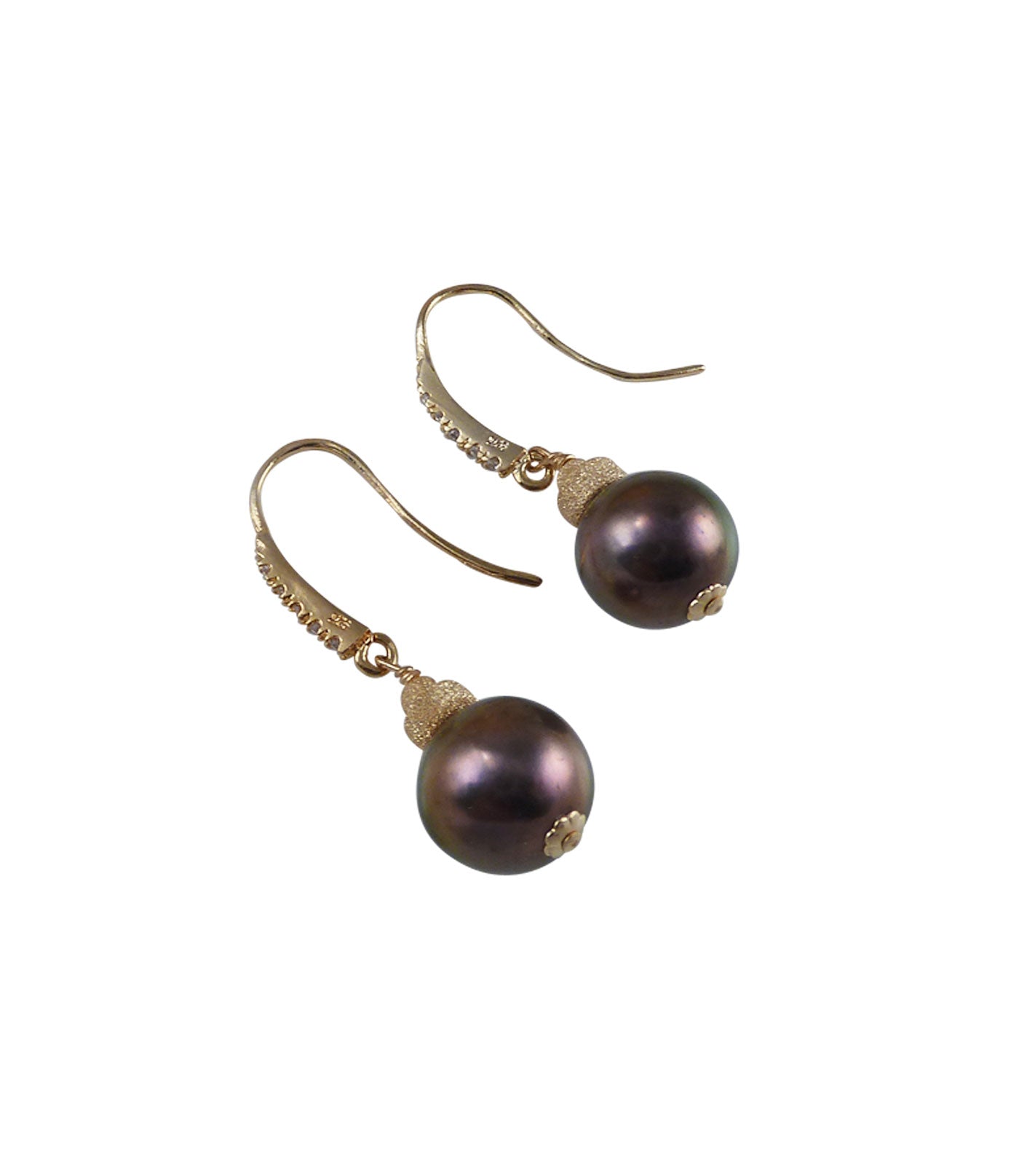 Stunning black pearl earrings feature beautiful freshwater pearls. Dangling pearls look great