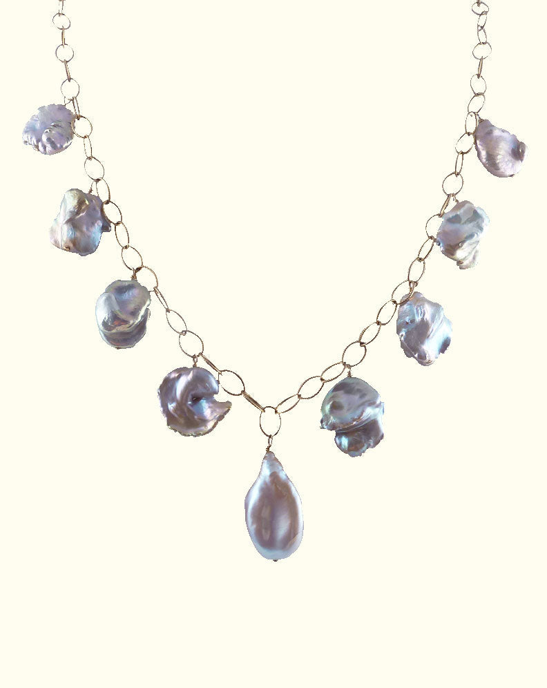 Unique pearl jewelry - a contemporary fringe pearl necklace