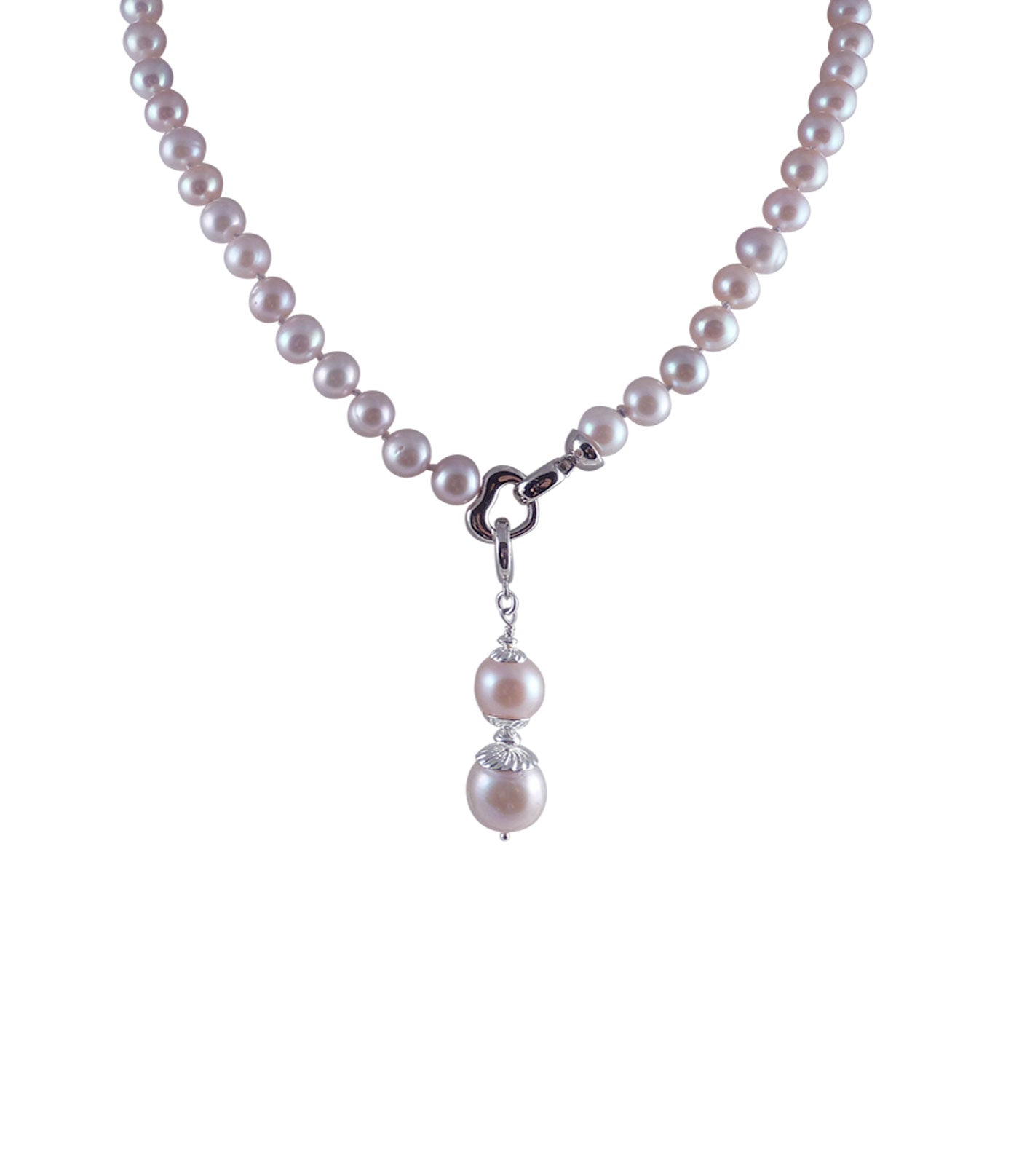 Elegant real pearl jewelry features highly lustrous freshwater pink pearls.  Modern pearl jewelry is a perfect anniversary pearl jewelry gift for her