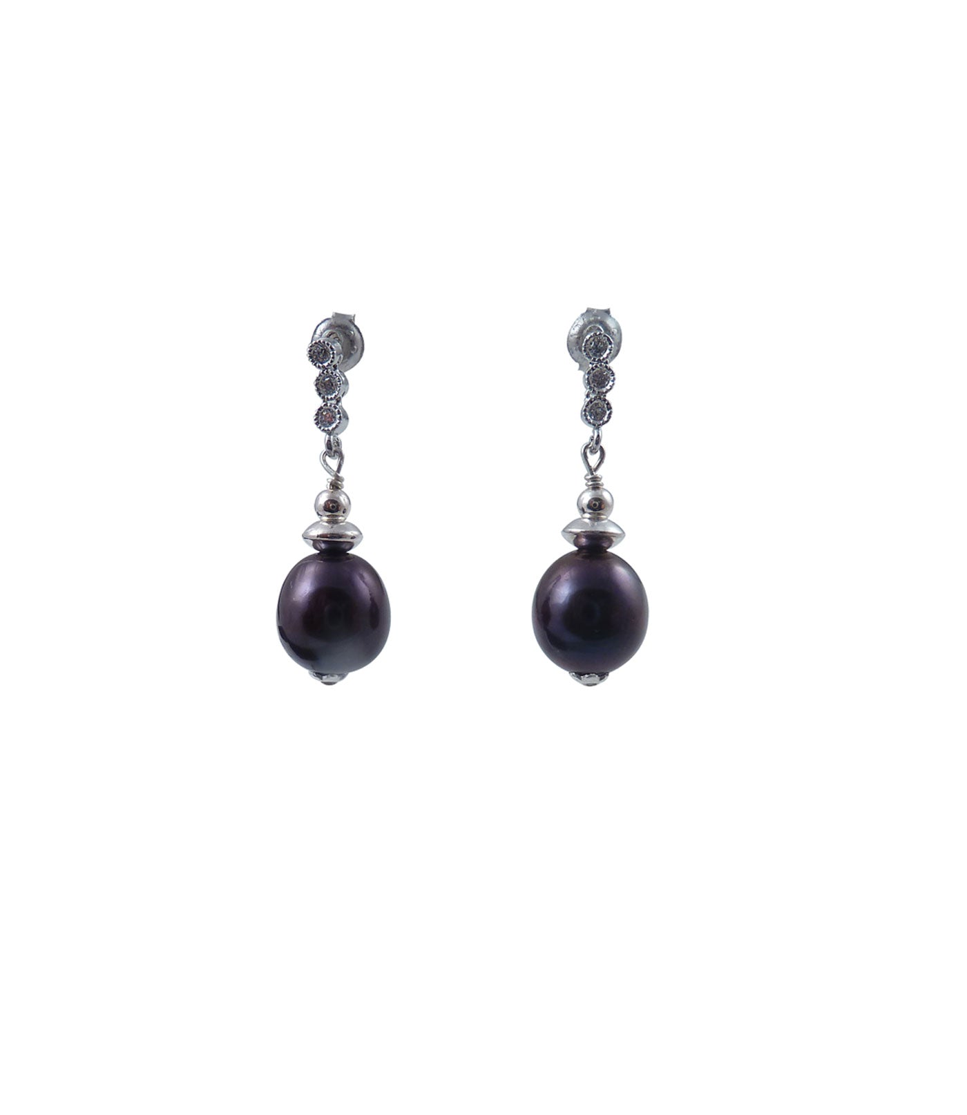 Elegant black pearl jewelry.  Modern pearl earrings feature freshwater black pearl.  Dangling pearl earrings for casual wear and for a big event.