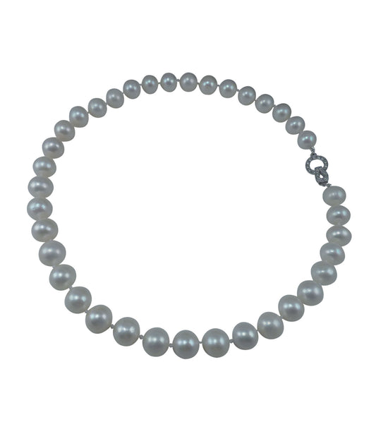 Classic white pearl necklace.  Contemporary white pearl jewelry for fashion-forward women.  