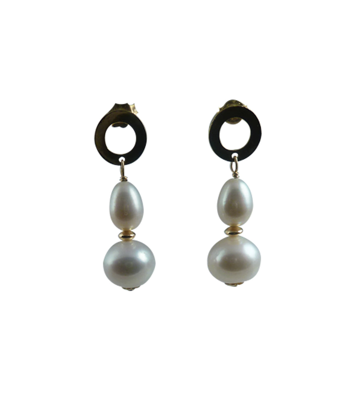 Modern white pearl jewelry for fashion-forward contemporary women.  Elegant white pearl earrings is a must.  Moreover, these dangling pearl earrings are a perfect jewelry gift for her