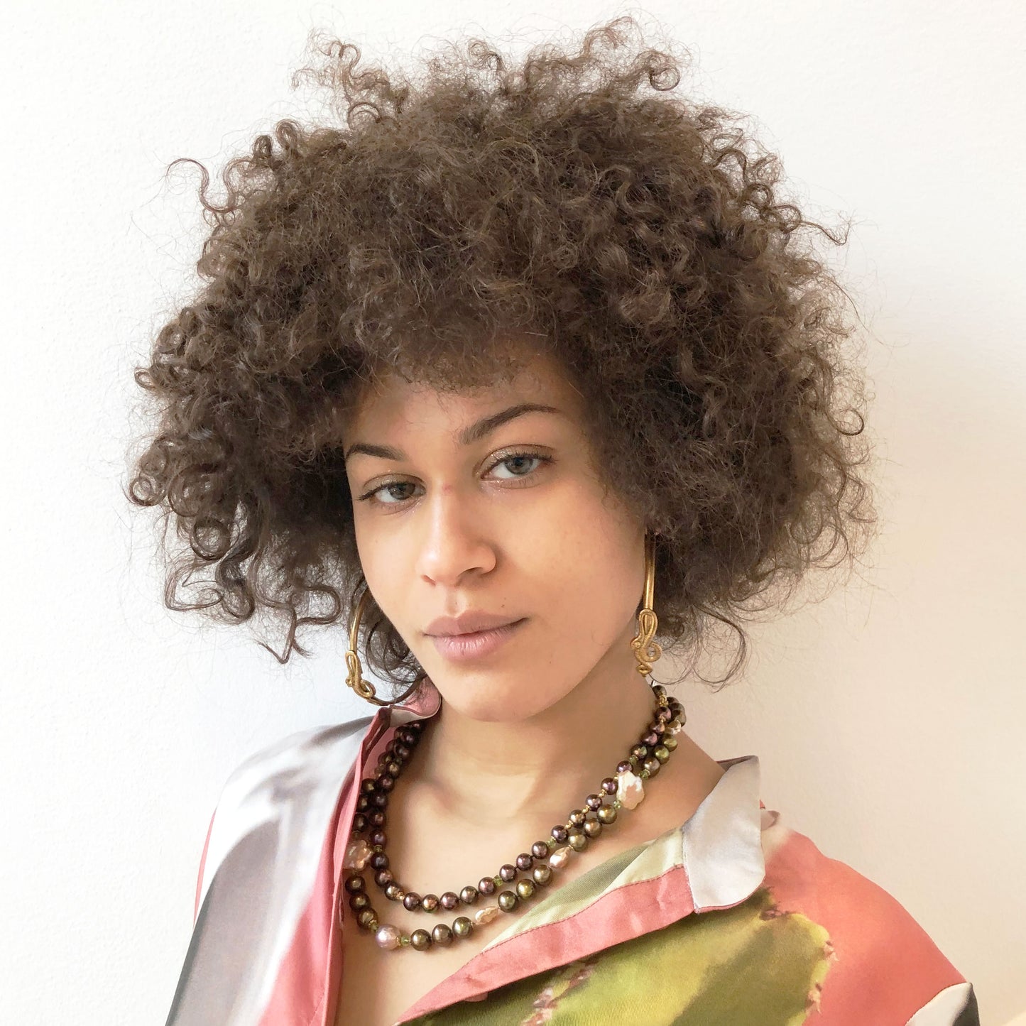 Contemporary green-olive custom pearl necklace for stylish women.  A great fashion accessory