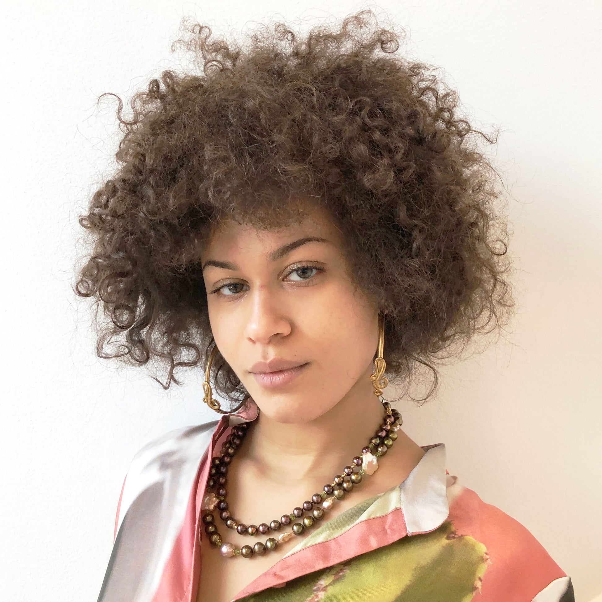 Contemporary green-olive custom pearl necklace for stylish women.  A great fashion accessory