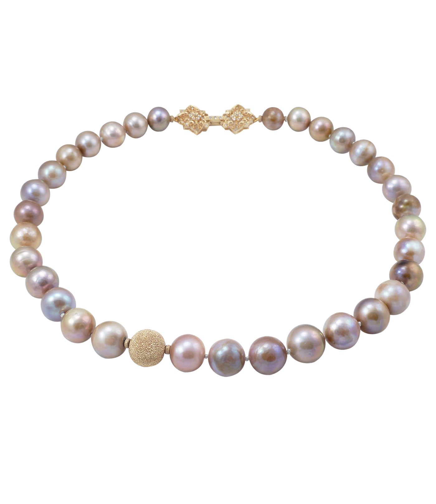 Elegant pearl necklace with fancy Vermeil clasp.  Perfect pearl jewelry gift for her.