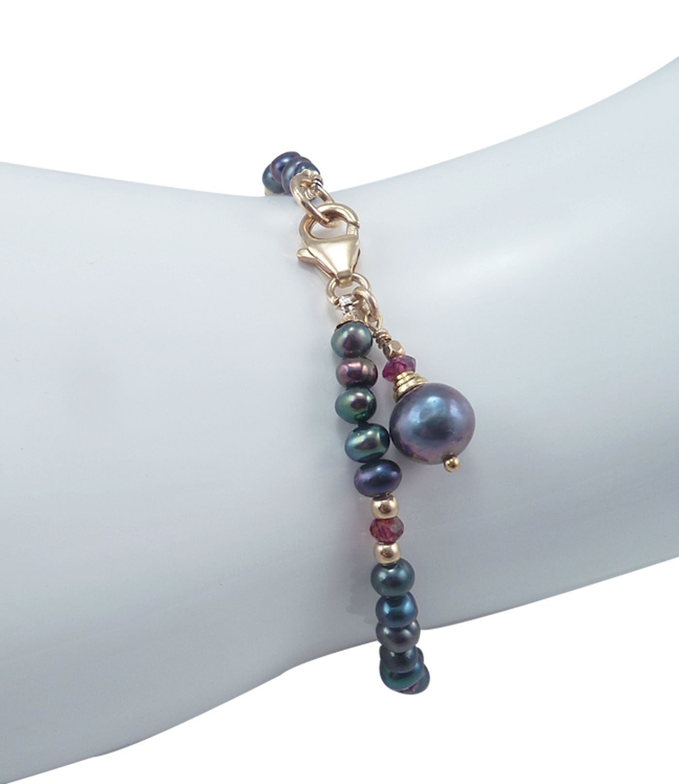 Dainty black pearl bracelet with pearl charm is a statement pearl jewelry