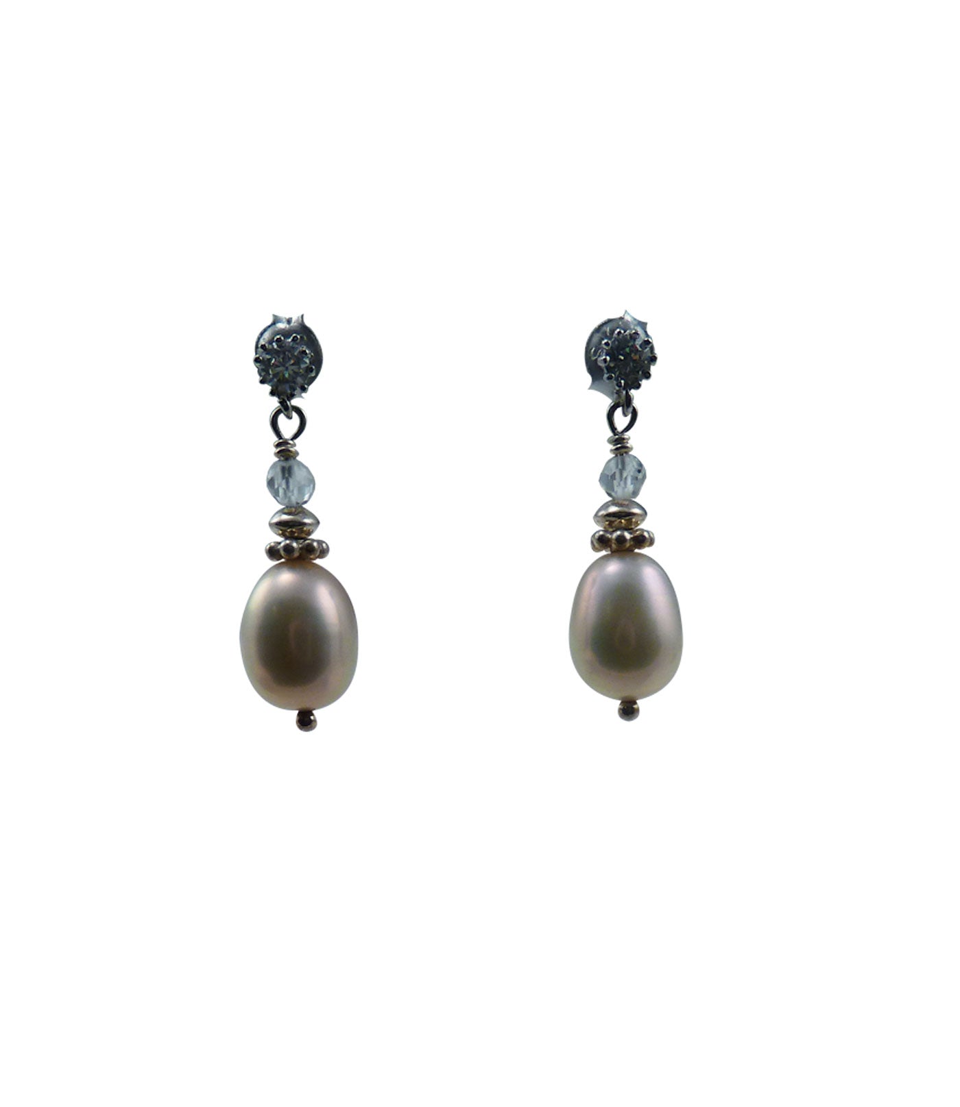 Delicate dangling pearl earrings featuring gorgeous freshwater pink pearls