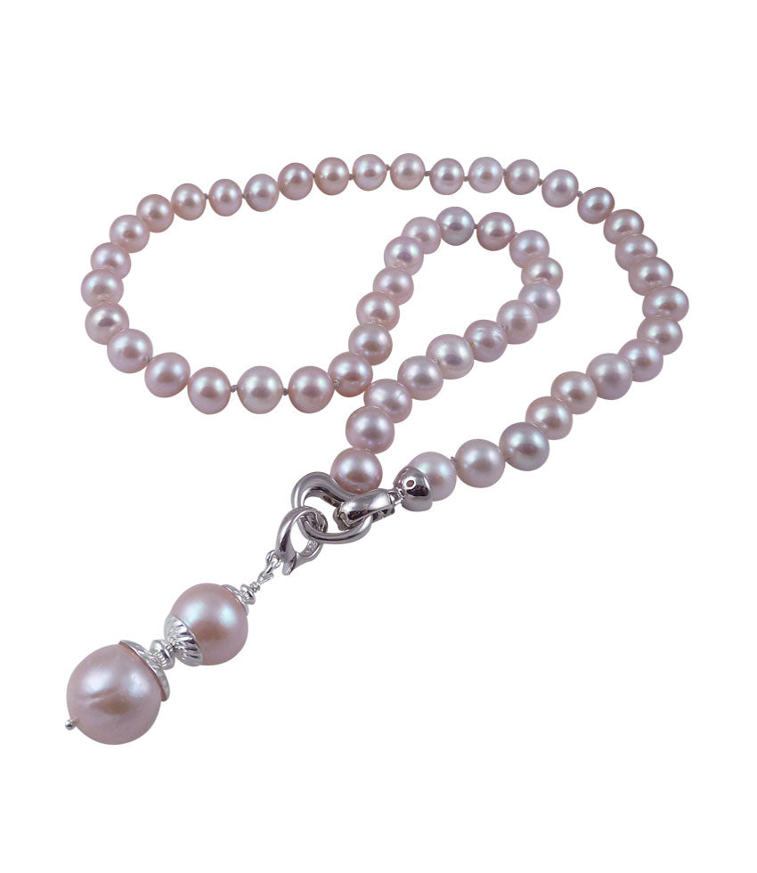 Elegant pink pearl necklace may be worn on any occasion.  With or without real pink pearl pendant.  Contemporary pearl jewelry