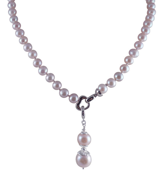 Elegant pink pearl necklace featuring beautiful freshwater pink pearls