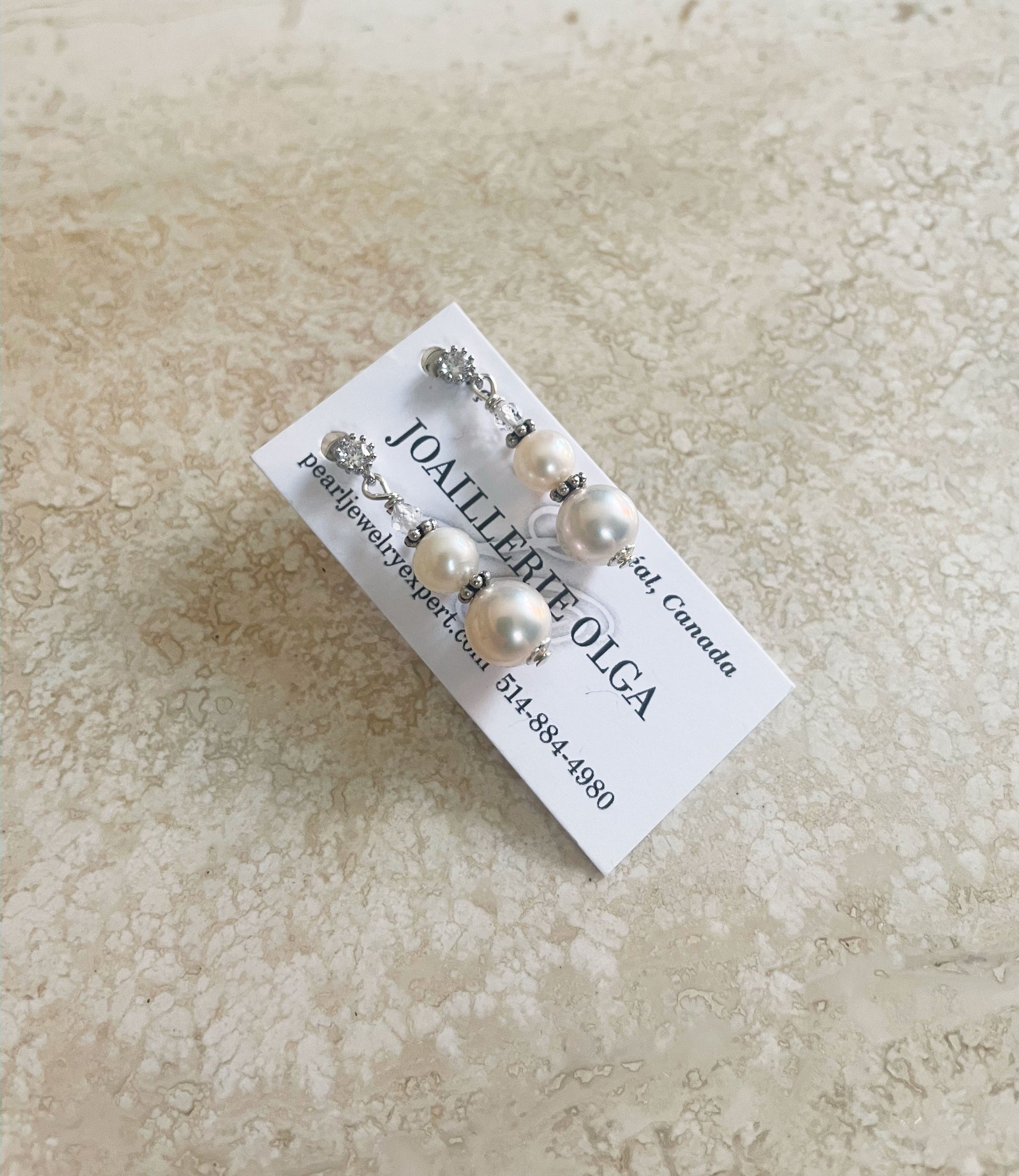 Elegant white pearl earrings.  Contemporary pearl jewelry for stylish women