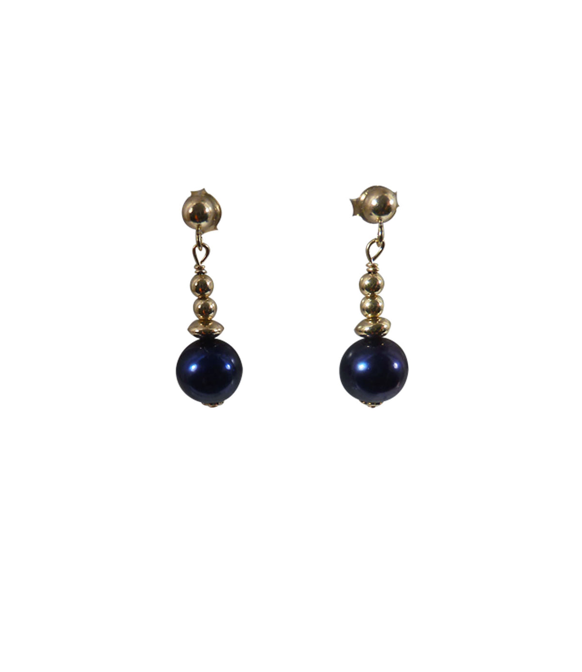 Modern black pearl jewelry - dangling pearl earrings.