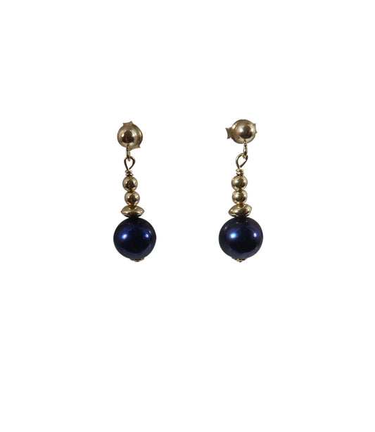 Modern black pearl jewelry - dangling pearl earrings.