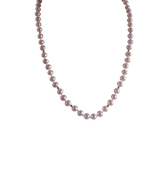 Contemporary pink pearl necklace with golden elements will finish your look.  Stylish real pearl jewelry for fashion-forward women