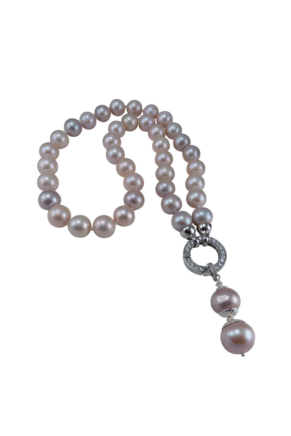 Gorgeous pink pearl necklace with detachable pearl pendant will finish your look.  Modern custom pearl jewelry