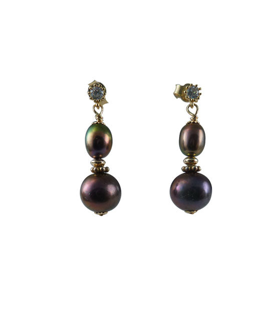 Graceful black pearl earrings featuring lustrous freshwater black pearls