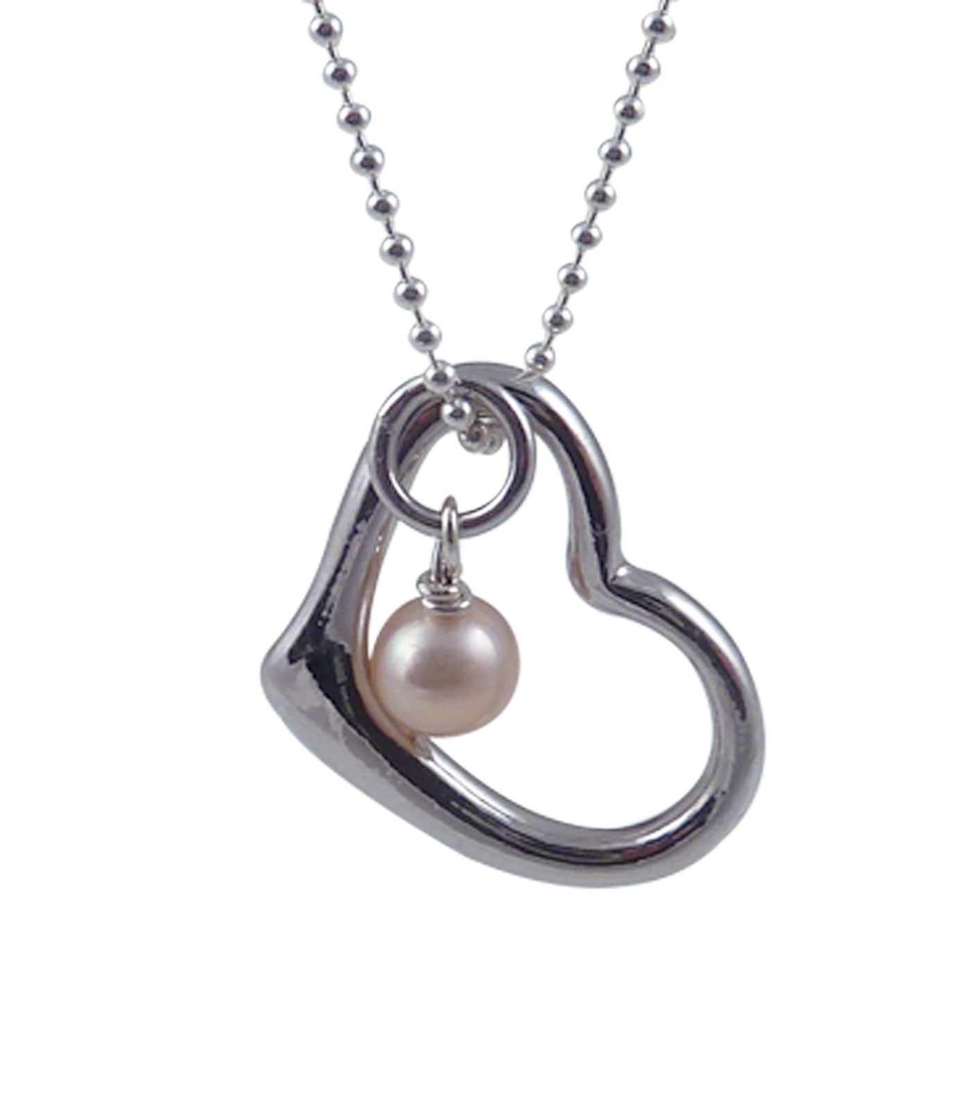 Love pearl pendant necklace featuring a small pink pearl 