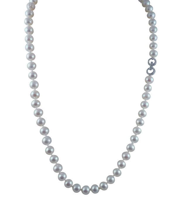 Minimalist real white pearl necklace.  Modern custom pearl jewelry for elegant fashion-forward women