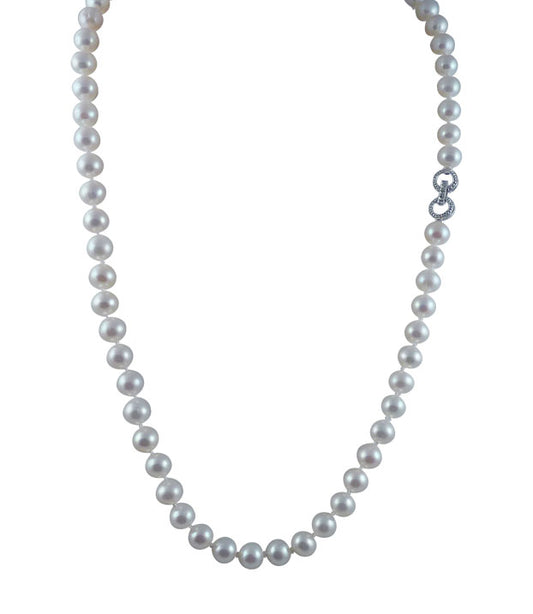 Minimalist real white pearl necklace.  Modern custom pearl jewelry for elegant fashion-forward women