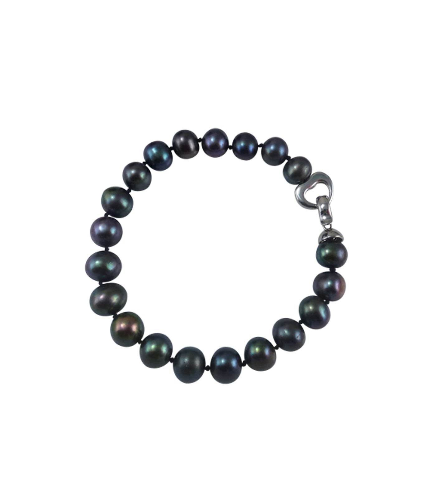 Modern mens black pearl bracelet features freshwater black pearls.  Stylish contemporary black jewelry may be worn on any occasion.  Unique black pearl jewelry