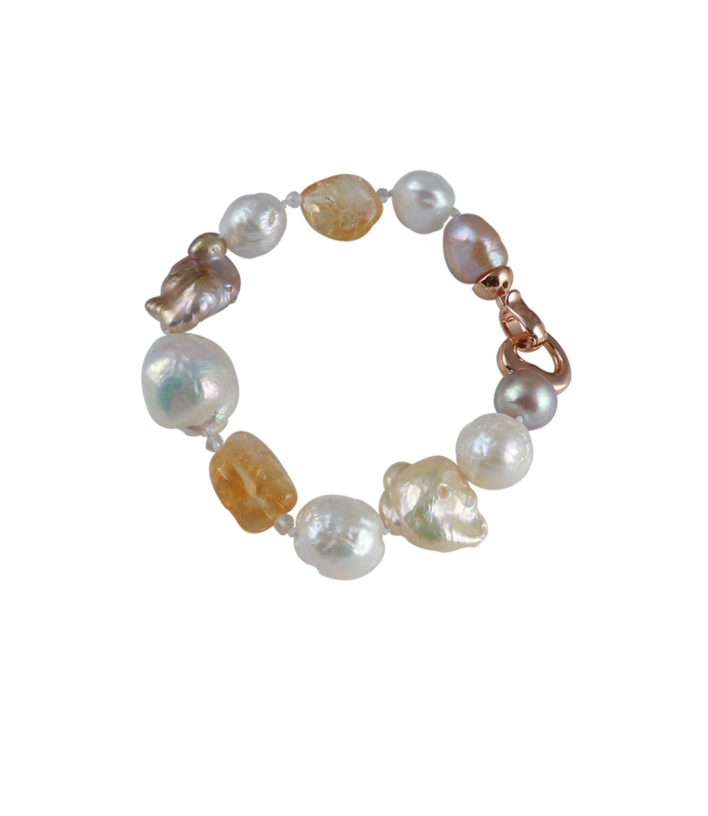 Modern pearl bracelet with citrine.  Elegant unique pearl bracelet is a perfect jewelry gift for her for any occasion: for anniversary or for Mother's Day