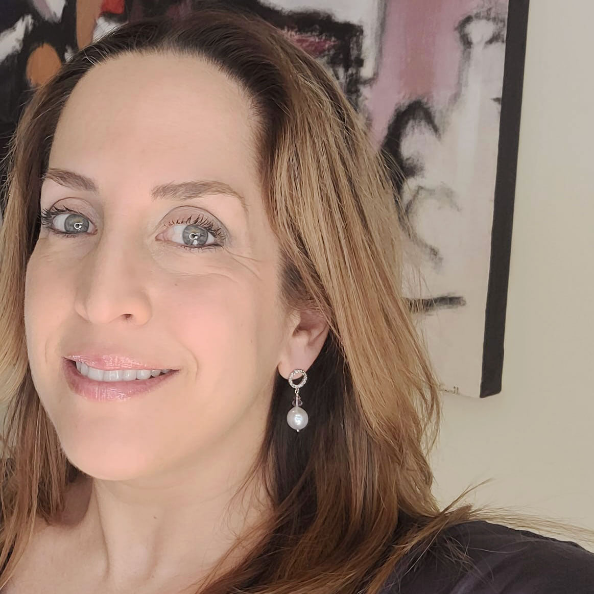 Stunning white pearl earrings.  Modern pearl jewelry featuring rare freshwater Chinese Kasumi pearls,.  White pearl jewelry will finish any look  