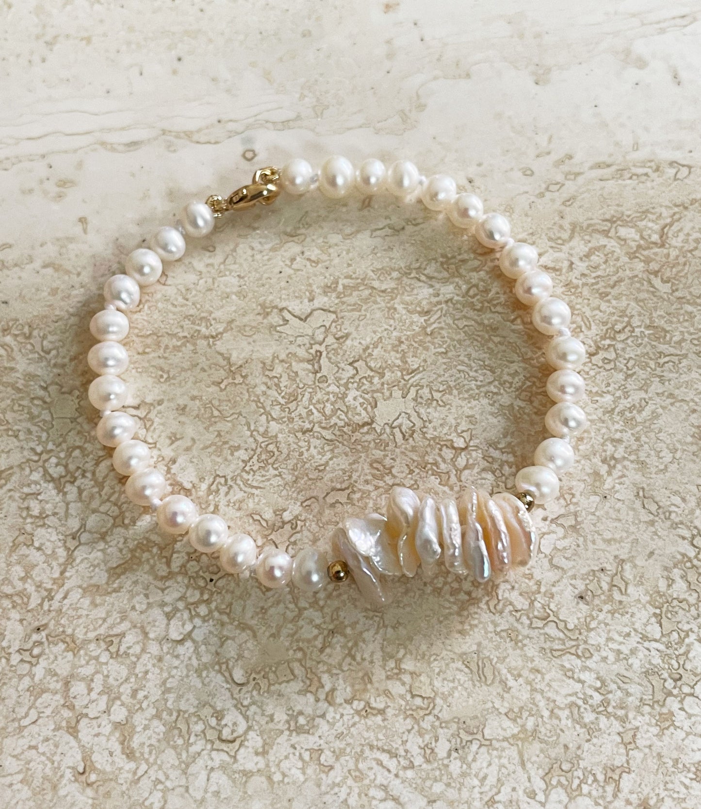 Trendy small pearl bracelet for gift designed and created by Jewelry Olga Montreal Canada
