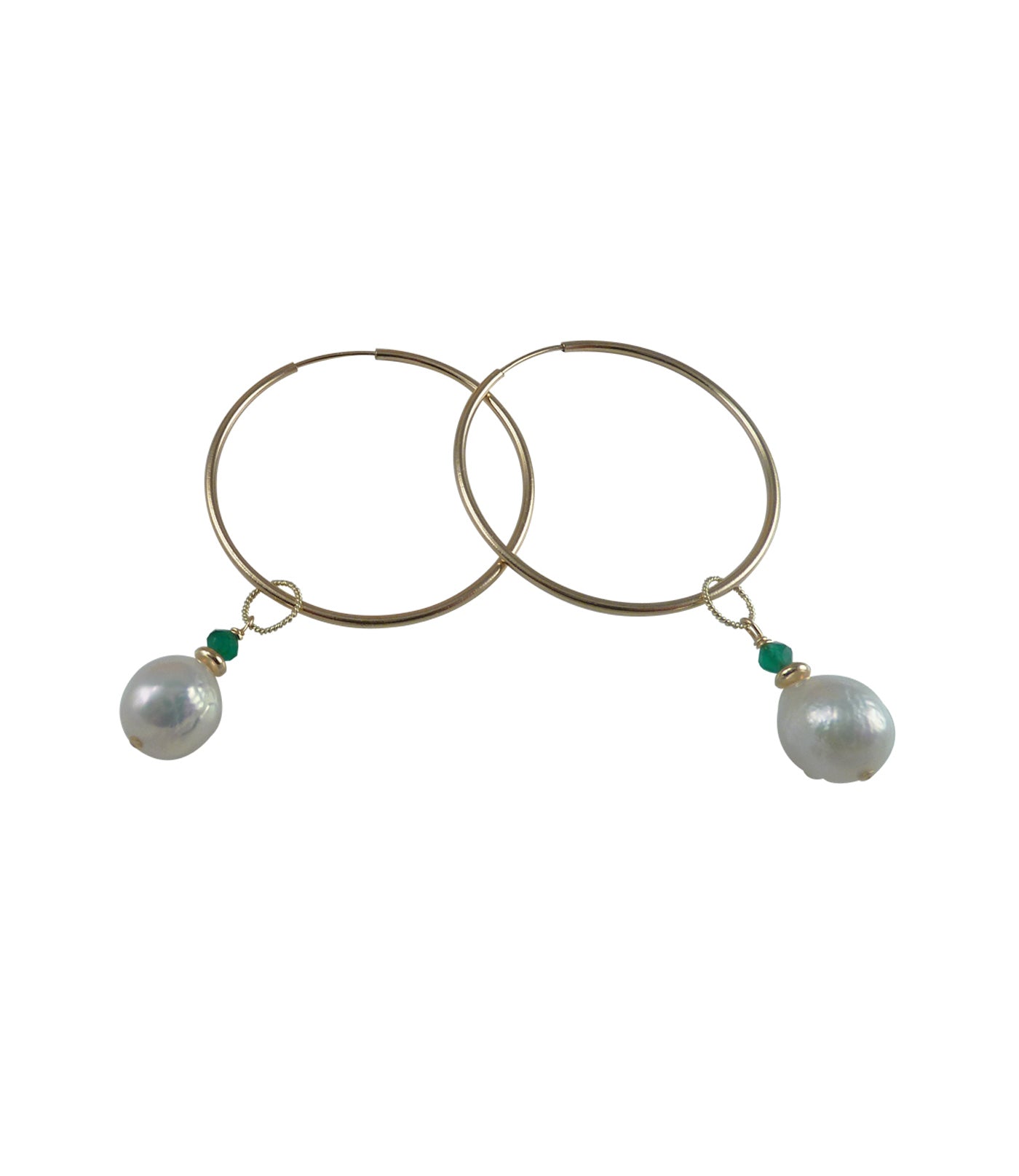 Versatile hoop pearl earrings featuring freshwater Chinese Kasumi pearls