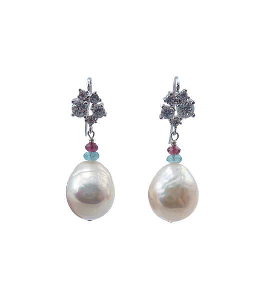 Stunning dangle Chinese Kasumi pearl earrings