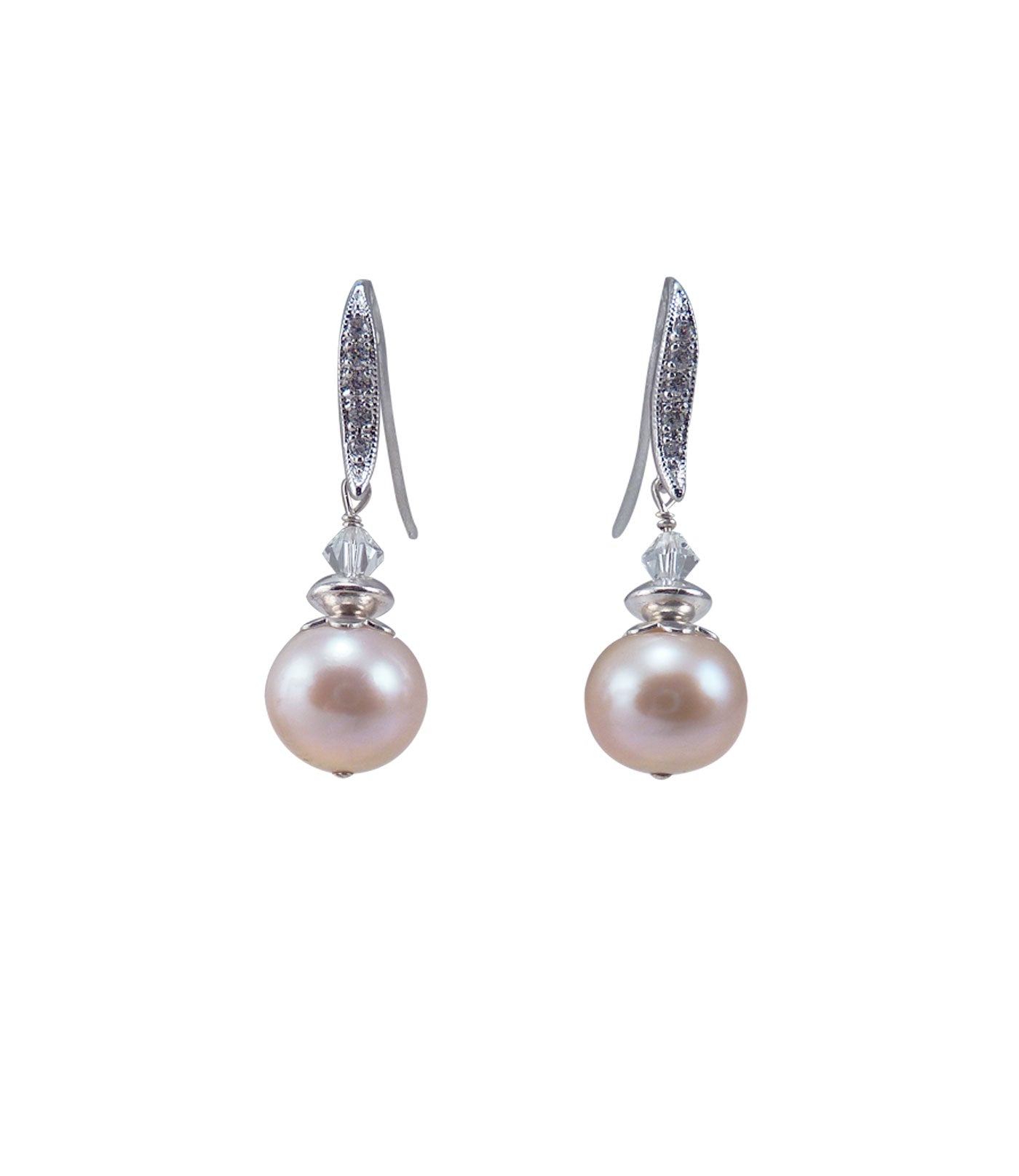 Trendy dangling pink pearl earrings