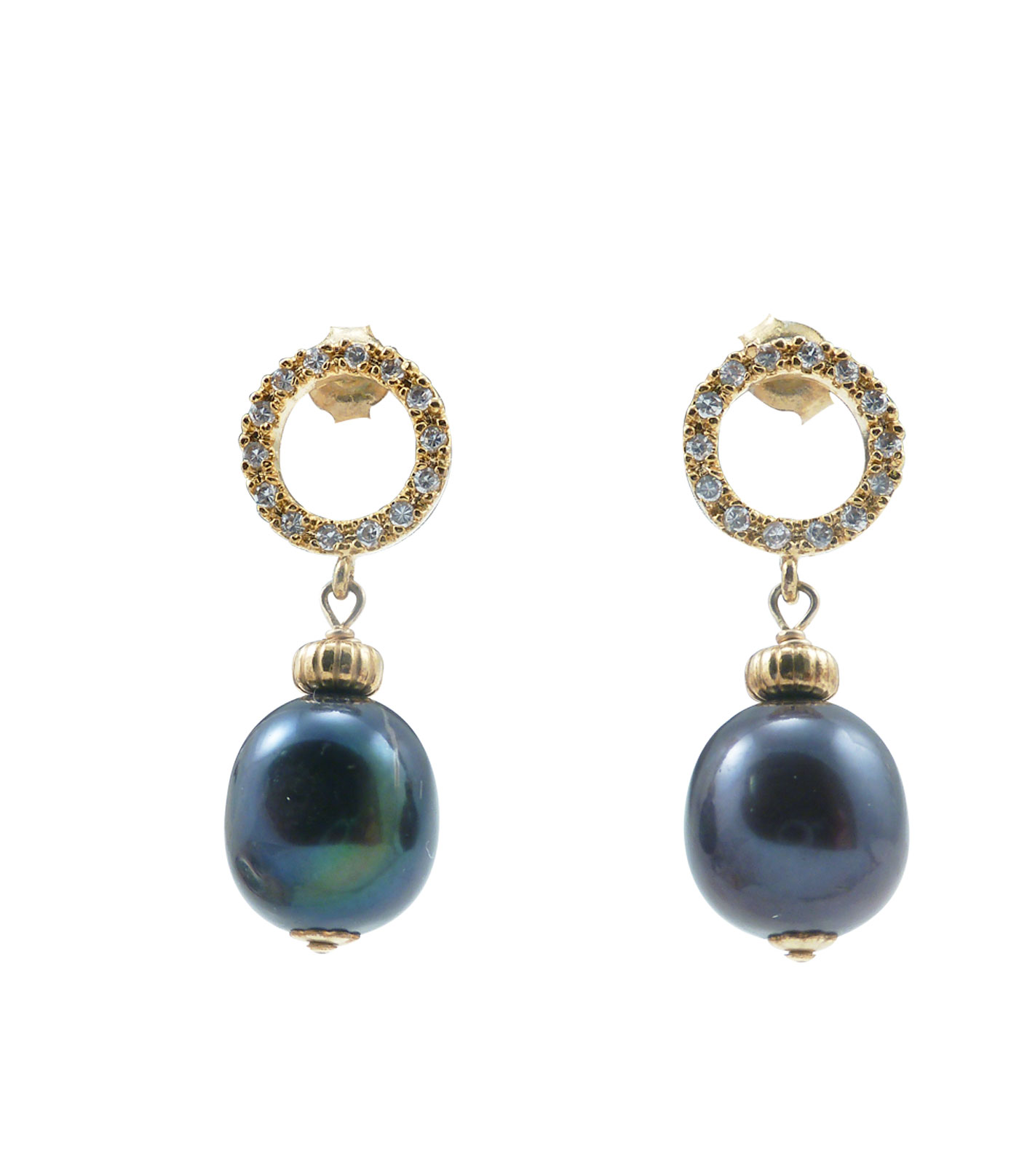 freshwater black pearl earrings
