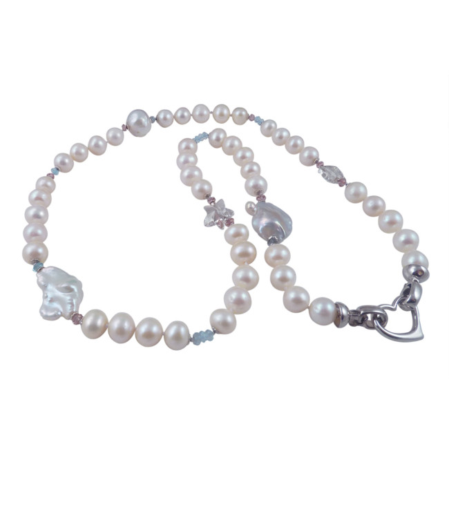 Designer White Pearl Necklace Modern Pearl Jewelry With Real White Pearls 0501