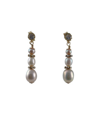 Luxurious dangling pink pearl earrings. Designed and created by Jewelry Olga in Montreal Canada