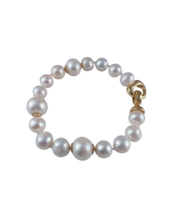 Contemporary white pearl bracelet designed and created in Montreal Canada