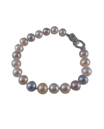 Multicolored pearl bracelet featuring freshwater pearls. Designed and created by Jewelry Olga Montreal Canada Olga Shevchenko is a Montreal jewelry designer