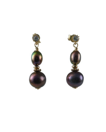 Contemporary black pearl earrings designed and created in Montreal Canada