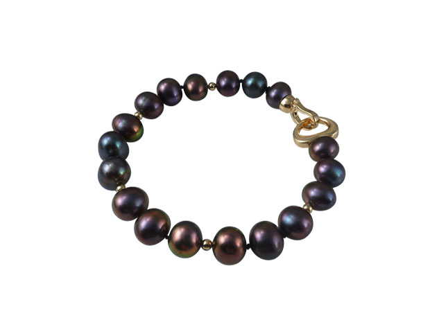 Men "black" pearl bracelet designed and created by Jewelry Olga Montreal Canada